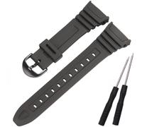Resin Replacement Watch Band Compatible with Casio W-96H Men's Black Rubber Strap W96H W-96H Sport Waterproof Watch Wristband