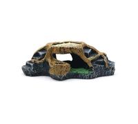 Resin Reptile Hideout Cave, Tree Stump Rock Decoration, Turtle Basking Platform for Aquarium Terrarium, 17x8x5cm