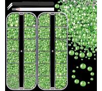 Resin Rhinestones for Crafting, 2 Boxes Light Green Flatback Crystals for Bedazzling Crafts DIY Nail Art Deco, Non Hotfix Bulk Gems Charms for Tumbler Shoes Clothing Fabric Face Makeup Manicure