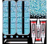 Resin Rhinestones for Crafting with 3Pcs 10ml B7000 Jewelry Glue, 2 Boxes Lake Blue AB Flatback Gems Crystals Diamond for Bedazzling Crafts DIY Nail Art Makeup,Gems for Clothing Tumblers Shoes