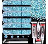 Resin Rhinestones for Crafting with 3Pcs 10ml B7000 Jewelry Glue, 3 Boxes Lake Blue AB Flatback Gems Crystals Diamond for Bedazzling Crafts DIY Nail Art Makeup,Gems for Clothing Tumblers Shoes
