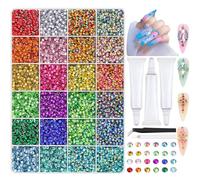 Resin Rhinestones Kits, 24 Colours 3mm Bedazzling Kit with Glue and Pen,Mini Flatback Round Rhinestones for Bedazzling Kits Non Hotfix Crystal Gems for Nail DIY Crafts Face Tumblers Mugs(6#)