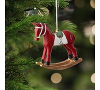 Resin Rocking Horse Christmas Tree Decorations 3D Horse Christmas Tree Hanging Ornament Small Pendant Vintage Christmas Tree Horse Ornament