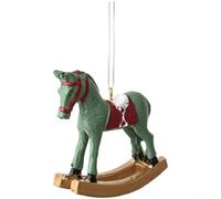 Resin Rocking Horse Hanging Decor for Tree with Detailed Handmade Craftsmanship, Featuring European Style Design for Holiday and Seasonal Use (Green)