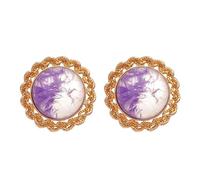 Resin round geometric floral-shaped stud earrings, exclusive and high-end style earrings