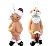 Resin Santa Bare Butt Pendant Christmas Tree Ornaments Navidad 2025 New Year Home Party Decoration Naked Santa Hanging Gift Toy (Funny Naked Set 2)