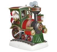 Resin Santa Claus Train Ornament Animated Christmas Decoration LED Illuminated Musical Train With Realistic Smoke Effect Warranty Satisfaction Include