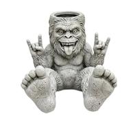Resin Sculpture Succulent Pots Funny Big-foot Sasquatch Planter | Rebellious Monkey Planter Unique Gift for Gardener With Playful Big-foot Hand Gesture