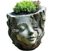 Resin Sculptures, Flower Pot, Enchanting Tree Stump Fairy Resin Sculptures,Garden Pot Decor, Sculpture Statue for Indoor/Outdoor Garden Plants Pots,13x13x12.5cm