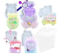 Resin Shaker Moulds Set Epoxy Jewellery Casting Supplies Claw Machine, Dessert Truck, Game Console, Bear, Milk 5 Silicone Trays with 5 Seal Films