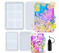 Resin Shaker Moulds Set Large Rectangular Photo Frame Pack of 3 Epoxy Silicone Trays Precision Tip Applicator Bottle Kit Bundle