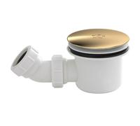 Resin Shower Tray Mega Flow Waste - White with Brushed Brass Top