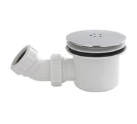 Resin Shower Tray Mega Flow Waste - White with Chrome Top