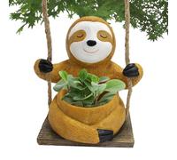 Resin Sloth Flower Pots Decoration - Swing Sloth Planter | Cute Sloths Shape Planter For Indoor And Outdoor Spaces, Balconies Work Areas Living Rooms