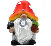 Resin Solar Garden Light Featuring Gnome and Mushroom Sculptural Detail for Subtle Nighttime Landscape Accent