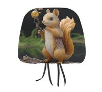 Resin Squirrel 2 PCS Car Headrest Cover Universal Headrest Covers Soft Breathable Car Head Rest Covers Set Elastic Head Rest Protector Auto Seat Cover Vehicle Accessories for Cars, Truck, Suv, Van