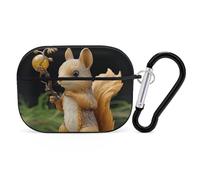 Resin Squirrel AirPod Pro Case, Anti Scratch Hard PC Cover with Keychain, AirPod Pro 2nd/1st Case Accessories for Women Men, Black-Style