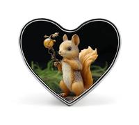 Resin Squirrel Buttons Pin Memorial Boutonniere for Wedding Groom Bride, Customize Lapel Heart Pin for Christmas, Men Women Costume Decorative Fashionable Brooches