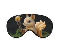 Resin Squirrel Sleep Mask for Women Men, Soft Eye Mask with Adjustable Strap for Sleeping, Light Blocking Travel Blindfold for Nap Comfortable Eye Cover for Home Office