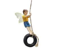 Resin Statue Miniature,Fairy Garden Boy Figurine Yard Ornament Wing Sculpture for Flowerbed Patio Family Friends Plant Bonsai
