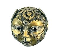 Resin Statue with Human Face - Steampunk Style, Bronze Resin Material, 6×6×6 cm, Size 100g | Table Statue Ornament for Living Room, Bedroom, Study, Children's Room, Night