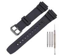 Resin Strap Compatible with Casio AE-1300 AE-1200 F-108 W-216H AE-1000w SGW-300H AQ-S800W W-800H Men's Watch Band Sport Waterproof Silicone Replacement Bracelet (KOP BlackB)