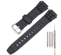 Resin Strap Compatible with Casio AE-1300 AE-1200 F-108 W-216H AE-1000w SGW-300H AQ-S800W W-800H Men's Watch Band Sport Waterproof Silicone Replacement Bracelet (KOU BalckS)