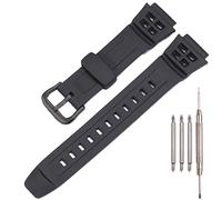 Resin Strap Compatible with Casio AE-1300 AE-1200 F-108 W-216H AE-1000w SGW-300H AQ-S800W W-800H Men's Watch Band Sport Waterproof Silicone Replacement Bracelet (KOU BlackB)