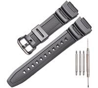 Resin Strap Compatible with Casio AE-1300 AE-1200 F-108 W-216H AE-1000w SGW-300H AQ-S800W W-800H Men's Watch Band Sport Waterproof Silicone Replacement Bracelet (AE12 BlackB)