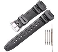 Resin Strap Compatible with Casio AE-1300 AE-1200 F-108 W-216H AE-1000w SGW-300H AQ-S800W W-800H Men's Watch Band Sport Waterproof Silicone Replacement Bracelet (AE12 BlackS)