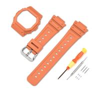 Resin Strap Compatible with Casio G-shock DW5600HR/GW-M5610 GW-B5600,Full Protect Case Soft Sports Waterproof Sweatproof Replacement Watch Strap for Casio Women Mens (Orange, for 5610mm Series)
