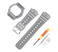 Resin Strap Compatible with Casio G-shock DW5600HR/GW-M5610 GW-B5600,Full Protect Case Soft Sports Waterproof Sweatproof Replacement Watch Strap for Casio Women Mens (Clear, for 5600mm Series)