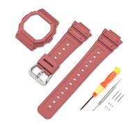 Resin Strap Compatible with Casio G-shock DW5600HR/GW-M5610 GW-B5600,Full Protect Case Soft Sports Waterproof Sweatproof Replacement Watch Strap for Casio Women Mens (Dark Red, for 5610mm Series)