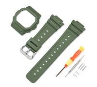 Resin Strap Compatible with Casio G-shock DW5600HR/GW-M5610 GW-B5600,Full Protect Case Soft Sports Waterproof Sweatproof Replacement Watch Strap for Casio Women Mens (Army Green, for 5600mm Series)
