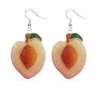 Resin Summer Fruit Earrings - Apple, Peach, Kiwi & Watermelon Designs, Lightweight & Colorful Jewelry, Resin, No Gemstone