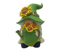 Resin Sunflower Dwarf Statue - Decorative Ornaments for Indoor Outdoor, Hand-Painted Garden Gnome Figurine, Spring Home Desktop Decor, Weatherproof Resin Art (Style B)