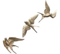 Resin Swallows Wall Sculptures, Wall Mounted Wall Decor Wall Art Ornament Resin ation 3D European Retro Artistic Animal Sculptures for Home Living Room Bedroom 3Pcs,Gold