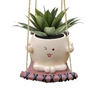 Resin Swing Face Planter - Smiling Face Decorative Plant Pot, Cute Flower Head Planter | Hanging Plant Holder, Garden and Indoor Plant Pot, Unique Planter for Home and Outdoor Decor