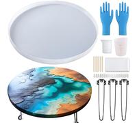 Resin Table Molds, 24 x 2.4 inches, extra large, round silicone molds for epoxy tabletop with 3 table legs, for driftwood table, coffee table, cutting board, DIY resin art, home decoration