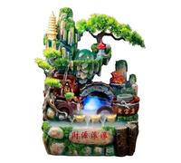 Resin Tabletop Waterfall Fountain with Rockery Design for Indoor Decoration in Living Room and Office