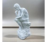 Resin The Thinker Thinking Man Statue Sculpture Frgurine Gift for Home Office Living Room Desktop Display Decorative Decoration (White)