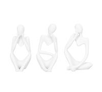 Resin Thinker Statue - 3 Piece Abstract Sculpture Set, Durable Eco-Friendly Hollow Design, Past Present Future Poses, Artistic Home Decor & Gift, White