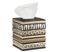 Resin Tissue Box Cover for Modern Home Decor - Minimalist Square Tissue Box Holder for Guest Room, Bedroom, Bathroom, Tabletop & Office - Durable and Aesthetic Tissue Holder, Safari Stripes