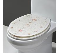 Resin Toilet Seat Elongated, Ocean Series Decorative Toilet Seats Cover with Non-Slip Bumpers, No Slam Slow Close Toilet Lid, Quick Release for Easy Cleaning,Style E