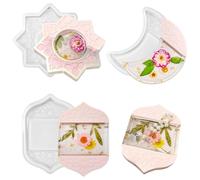 Resin Tray Molds, 3 Pcs Coaster Resin Molds Silicone,Oval Epoxy Resin Concrete Mold, Funny DIY Creative Art Craft,for Home Decor,Jewelry Holder Candle Holder Vanity Tray Dish (3pcs)