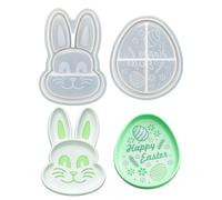 Resin Tray Mould | 2 Pieces Easter Craft - Rabbit and Egg Shaped Rolling Bakeware - For Holidays Weddings Parties Tables Rooms Houses Dinners