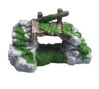 Resin Tree House with Moss Texture Aquarium Ornament for Aquascape Composition and Fish Habitat Integration (F)