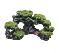 Resin Tree House with Moss Texture Aquarium Ornament for Aquascape Composition and Fish Habitat Integration (D)