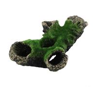 Resin Tree House with Moss Texture Aquarium Ornament for Aquascape Composition and Fish Habitat Integration (A)