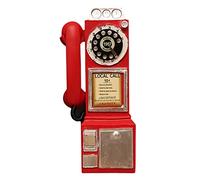 Resin Vintage Telephone Model For Office Bar Cafe Wall Mounted Retro Wall Phone Home Decoration Rotary Dial Telephone For Home Desk Decor,Red
